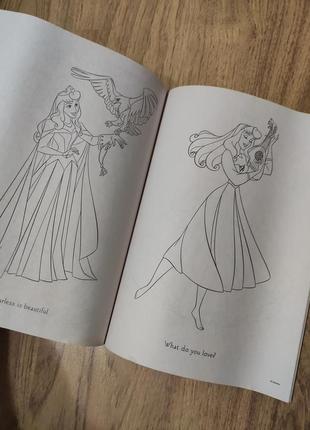 Детская раскраска activity book Ausa original disney princesses аврора, жасмин, рапунцель,бель англи