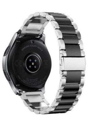 Браслет 22мм duo xtra сталевий для samsung galaxy watch 46| watch 3 45mm ремінець срібно-чорний