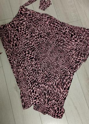 Юбка асиметическая леопардовый розовый принт5 фото