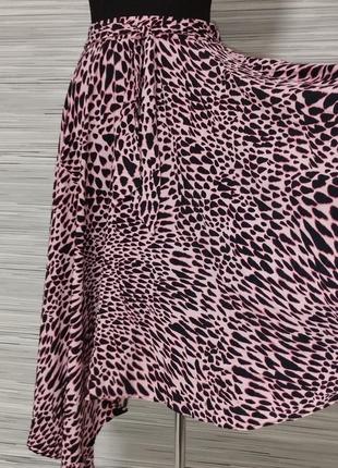 Спідниця асиметична леопардовий рожевий принт3 фото
