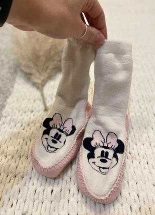 Теплі махрові шкарпетки капці міні маус на дівчинку