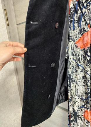 Чёрный двухбортный удлинённый бархатный*велюровый пиджак-сюртук & other stories(размер 38-40)5 фото
