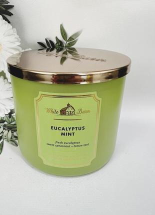 Свічка 3-фітіля eucalyptus mint від bath and body works2 фото