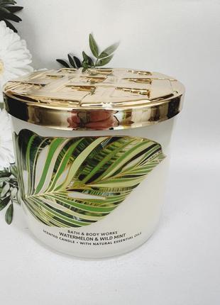 Свеча 3-фитель watermelon &amp; wild mint от bath and body works