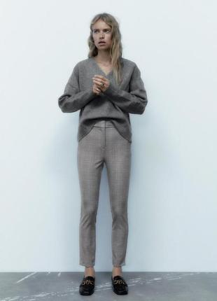 Брюки штаны zara checked trousers - l