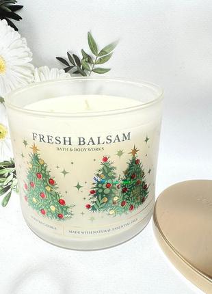 Свічка 3-фітіля fresh balsam від bath and body works1 фото