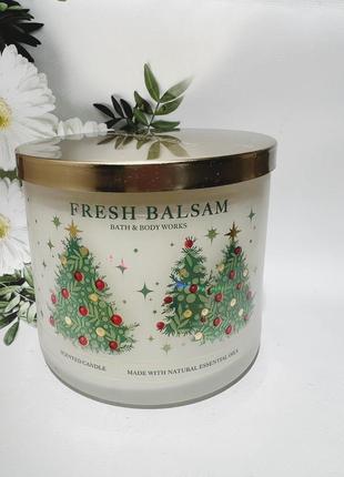 Свічка 3-фітіля fresh balsam від bath and body works2 фото