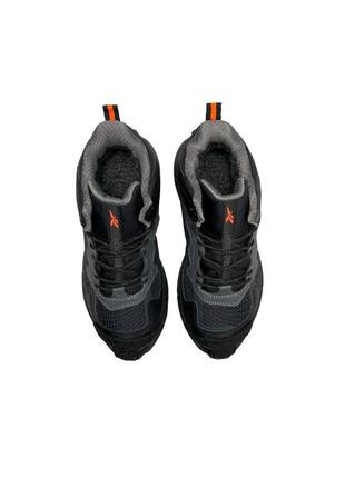 Зимние мужские кроссовки reebok zig kinetica &lt;unk&gt; edge black gray orange fur8 фото