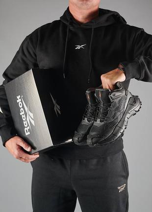 Зимние мужские кроссовки reebok zig kinetica &lt;unk&gt; edge black gray orange fur4 фото