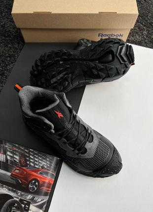 Зимние мужские кроссовки reebok zig kinetica &lt;unk&gt; edge black gray orange fur3 фото