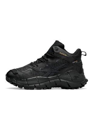 Зимние мужские кроссовки reebok zig kinetica &lt;unk&gt; edge black gray white fur10 фото