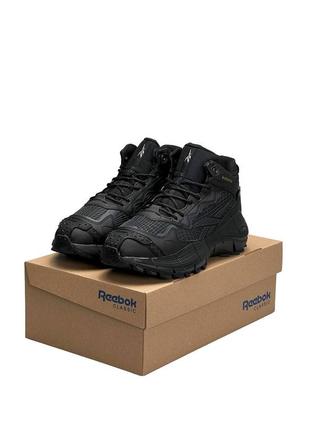 Зимние мужские кроссовки reebok zig kinetica &lt;unk&gt; edge black gray white fur8 фото