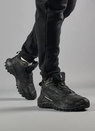 Зимние мужские кроссовки reebok zig kinetica &lt;unk&gt; edge black gray white fur5 фото
