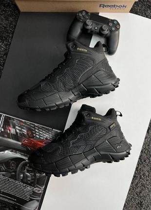 Зимние мужские кроссовки reebok zig kinetica &lt;unk&gt; edge black gray white fur2 фото