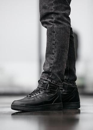 Мужские кроссовки nike air force high winter black зима / smb