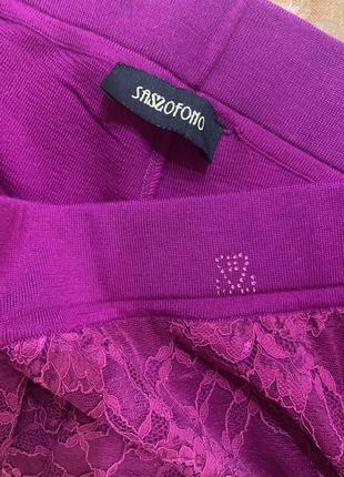 Теплі жіночі лосини sassofono (штани) з кружевом та стразами розмір л-хл8 фото