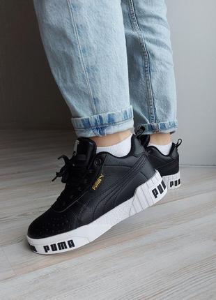 Женские кроссовки puma cali black white fur зима / smb5 фото