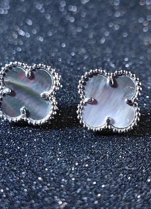 Сережки гвіздочки перламутрова графітові конюшинка