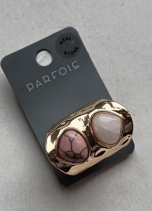 Роскошное кольцо кольцо 16,5 г. parfois натуральный камень розовый кварц родонит3 фото