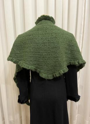 Шерстяная тёплая шаль, мохер, платок бактус, треугольный шарф, косынка, премиум бренд.