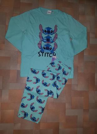 Пижама котон disney стич, stitch 7-8 л 128 см с блестками