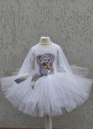 Карнавальный костюм белого зайчика, наряд зайчика, платье зайчики2 фото