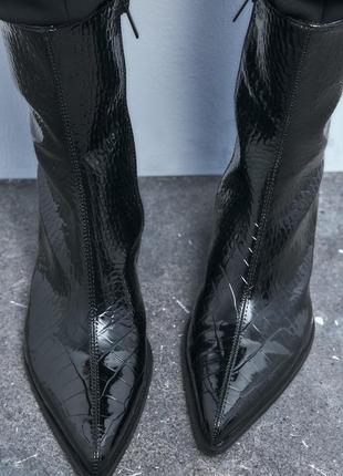 Ботинки черные женские под крокодила zara new2 фото