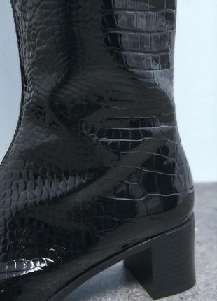 Ботинки черные женские под крокодила zara new4 фото