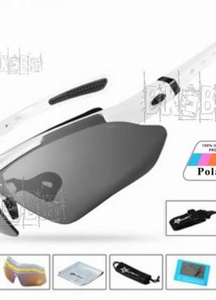 Спортивні окуляри rockbros original polarized 5 лінз колір: білий