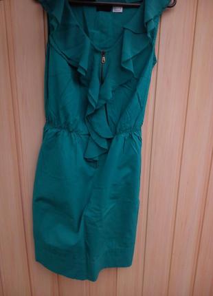 Изумрудное/зеленое летнее платье бонприкс/bonprix до колен1 фото