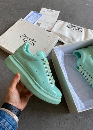 Кроссовки alexander mcqueen patent mint кросівки кеди