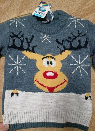 Новорічний зимомий теплий светр ,кофта для хлопчика 110-1164 фото