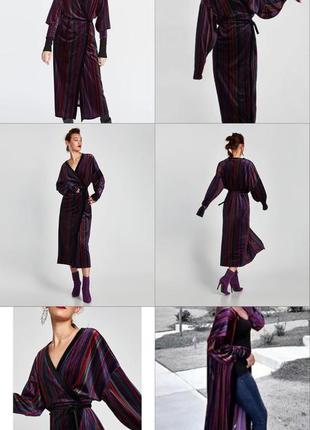 Сукня - накидка - халат, оксамитова сукня у смужку, сукня на запах3 фото