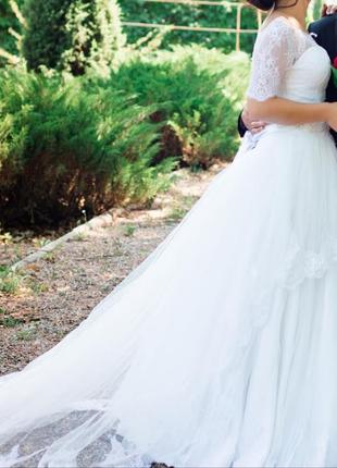 Ціна до кінця лютого!пишне весільне плаття зі шлейфом5 фото