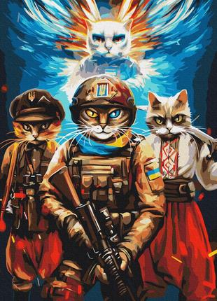 Картина по номерам 40х50 на деревянном подрамнике "кошки воины © марианна пащук" bs53863