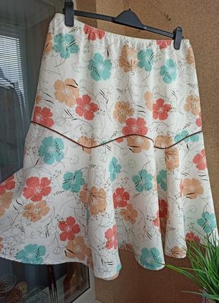 Красивая качественная летняя юбка миди из натуральной ткани 100% лен2 фото