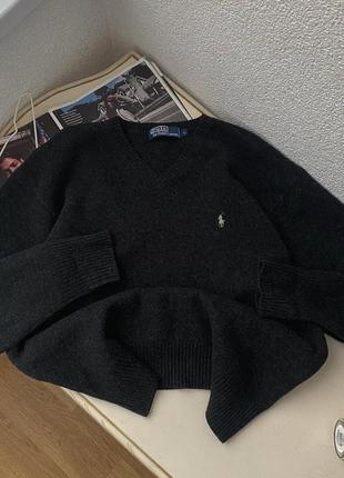😍дуже класний графітовий вовняний стильний светр від polo ralph lauren , оригінал!  100% м’ягка шерсть 🤤теплий і м’ягкий3 фото