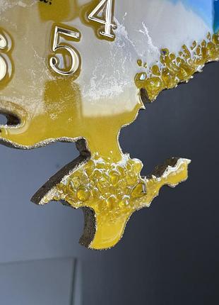 Часы настенные из эпоксидной смолы "карта украины" 40x25 см6 фото