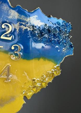 Часы настенные из эпоксидной смолы "карта украины" 40x25 см4 фото