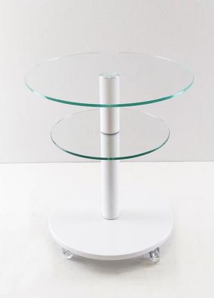 Стеклянный стол круглый commus bravo light425 k clear-white-wtm60