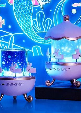 Ночник-проектор-колонка bluetooth карусель fairy tale e11 на аккумуляторе, 6 проекций