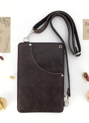Шкіряний поясний кишеню, сумка для грошей "арахіс" (коричневий)2 фото