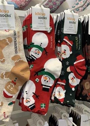 Осенне-зимние красные носки со снеговиком, носки с пряничным человечком, женские теплые рождественские носки, милый мультяшный санта-клаус в тюбике7 фото