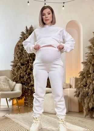 Теплый спортивный костюм 3-х нитка для беременных и кормящих, молочный2 фото