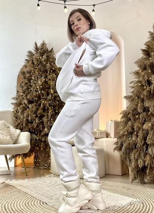 Теплый спортивный костюм 3-х нитка для беременных и кормящих, молочный4 фото
