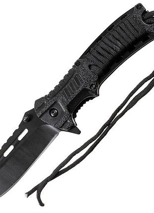 Складаний ніж для виживання mfh fox outdoor camorope чорний з кресалом 44591