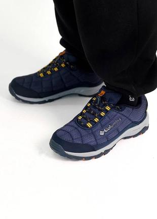 Мужские зимние кроссовки синие columbia waterproof low blue orange4 фото