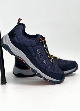 Мужские зимние кроссовки синие columbia waterproof low blue orange