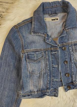 Женский джинсовый пиджак moto topshop синий короткий размер s 442 фото