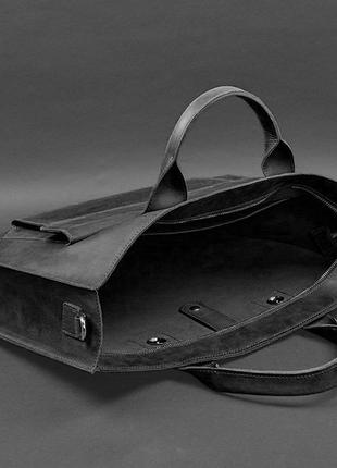 Кожаная сумка для ноутбука и документов универсальная черная crazy horse9 фото